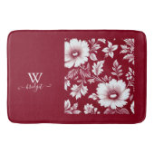 赤と白のヴィンテージ美しい庭の花 バスマット (正面)
