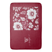 赤と白のヴィンテージ美しい庭の花 バスマット (正面縦)
