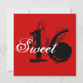 赤と白のヴィンテージSweet sixteen招待状 招待状 (正面)