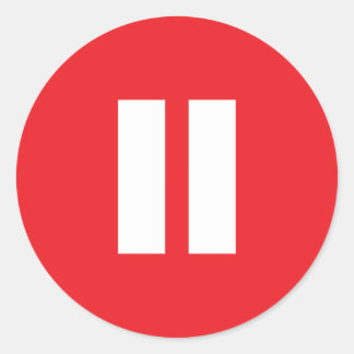 赤と白の一時停止ボタンのシール ラウンドシール