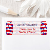 赤と白の上に波打つ愛国的な青いストライプ星 ラベル (インサイチュ)