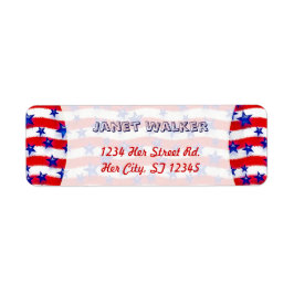 赤と白の上に波打つ愛国的な青いストライプ星 ラベル