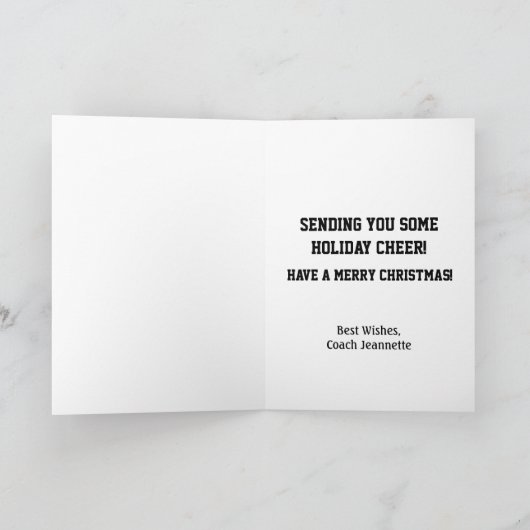 赤と白の休日の応援のチアリーダーのシルエット シーズンカード (内部)