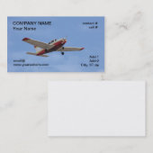 赤と白の低翼の飛行機 名刺 (正面/裏面)