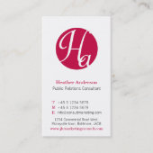 赤と白の円のイニシャルモダン名刺 名刺 (正面)