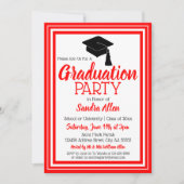 赤と白の写真 卒業パーティー 招待状 (正面)