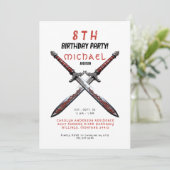 赤と白の剣の誕生日パーティー招待状 招待状 (スタンド正面)