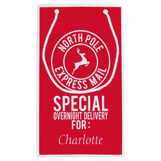 赤と白の北極のメ表現ール名 スモールペーパーバッグ (裏面)