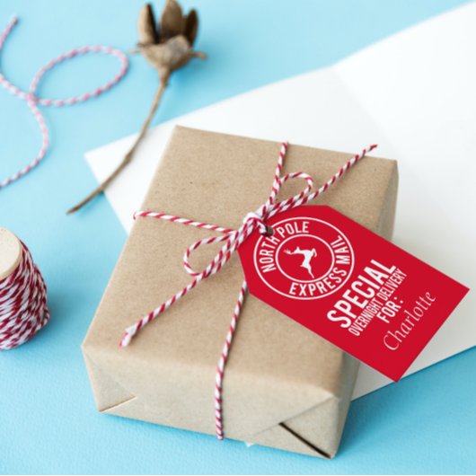 赤と白の北極デリバリ名ギフトラベル ギフトタグ