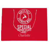 赤と白の北極メール表現名抱き枕 ラージペーパーバッグ (正面)