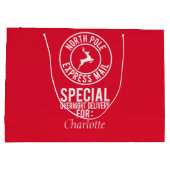 赤と白の北極メール表現名抱き枕 ラージペーパーバッグ (裏面)