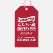 赤と白の北極SANTA配送名 ギフトタグ (正面)