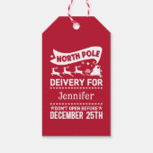 赤と白の北極SANTA配送名 ギフトタグ (裏面)
