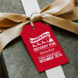 赤と白の北極SANTA配送名 ギフトタグ