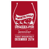 赤と白の北極SANTA配送名 スモールペーパーバッグ (裏面)