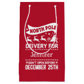 赤と白の北極SANTA配送名 スモールペーパーバッグ (正面)