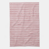 赤と白の北欧フェア島 キッチンタオル (縦)