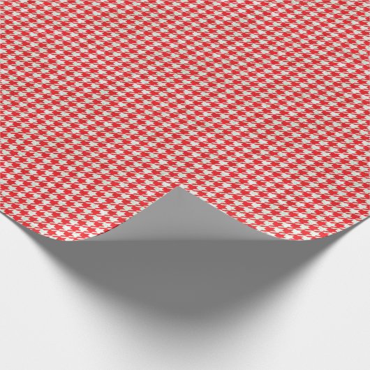 赤と白の千鳥格子のなパターン ラッピングペーパー (角)