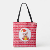 赤と白の可愛いクリスマスエルフ トートバッグ (裏面)