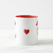 赤と白の可愛い子猫ハンモック マグカップ (中央)