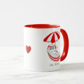 赤と白の可愛い子猫ハンモック マグカップ (正面右)
