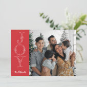 赤と白の喜び書道写真クリスマスカード シーズンカード (スタンド正面)