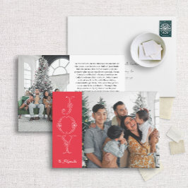 赤と白の喜び書道写真クリスマスカード シーズンカード