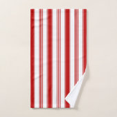 赤と白の垂直ストライプ(大規模) バスタオルセット (ハンドタオル)