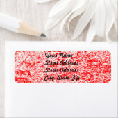 赤と白の大理石差出人住所シール ラベル (インサイチュ)