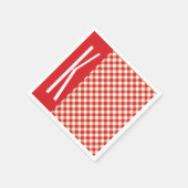 赤と白の対角ギンガム。 スタンダードカクテルナプキン (角)