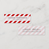 赤と白の対角線のストライプなパターン スキニー名刺 (正面/裏面)