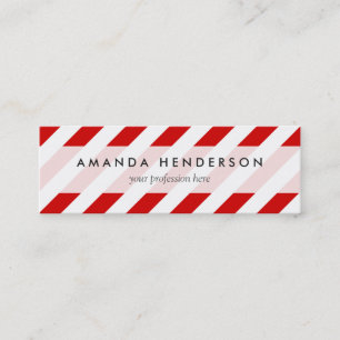 赤と白の対角線のストライプなパターン スキニー名刺