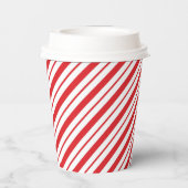 赤と白の対角線のストライプクリスマス 紙コップ (裏面)