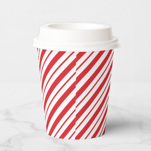 赤と白の対角線のストライプクリスマス 紙コップ (右)