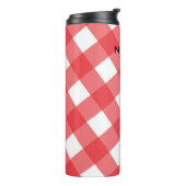 赤と白の市松模様にピクチクのパターン タンブラー (回転左)