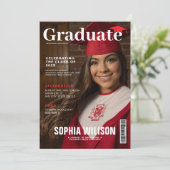  赤と白の帽子の雑誌の写真 卒業  招待状 (スタンド正面)