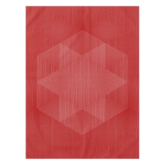 赤と白の幾何学的なラインテーブルクロス テーブルクロス (正面)