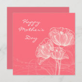 赤と白の手の絵を描線状花の母の日 シーズンカード (正面/裏面)