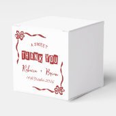 赤と白の手描き弓のスケッチ結婚ズ フェイバーボックス (正面サイド)