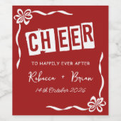 赤と白の手描き弓のスケッチ結婚ズ ワインラベル (シングルラベル)