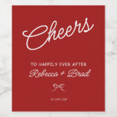 赤と白の手描き弓のスケッチ結婚ズ ワインラベル (シングルラベル)