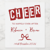 赤と白の手描き弓のスケッチ結婚ズ ワインラベル (シングルラベル)