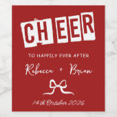 赤と白の手描き弓のスケッチ結婚ズ ワインラベル (シングルラベル)