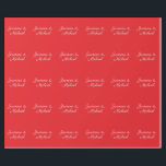 赤と白の手書き夫婦名 ウェディング ラッピングペーパー<br><div class="desc">フォント、背景画像、色を簡単に変更できます。文字も自由自在。</div>