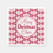 赤と白の抽象芸術クリスマス球根/雪フォント スタンダードカクテルナプキン (正面)