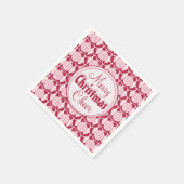 赤と白の抽象芸術クリスマス球根/雪フォント スタンダードカクテルナプキン (角)