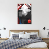 赤と白の抽象芸術 キャンバスプリント (インサイチュ (寝室))