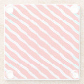 赤と白の斜めの波状のストライブ柄 ガラスコースター (裏面)