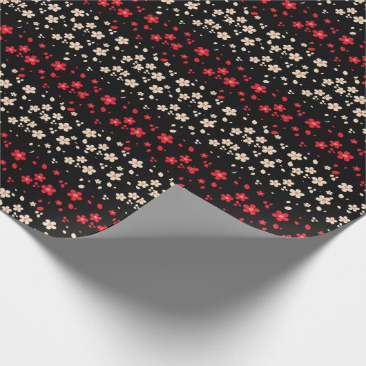 赤と白の日本の桜さくらんぼ花 ラッピングペーパー (角)