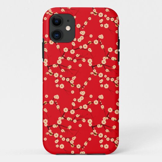 赤と白の日本の桜の模様 Case-Mate iPhoneケース (裏面)